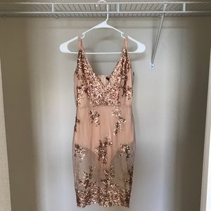 Nude sequin mesh dress